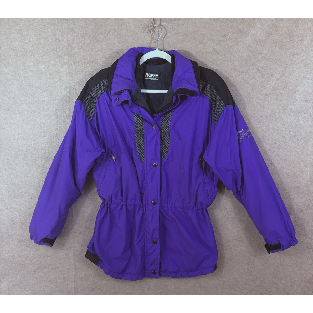 Vintage Roffe Ski Parka Jacket Womens Sz 12 Purple Ultrex Fleece Lining Pockets
